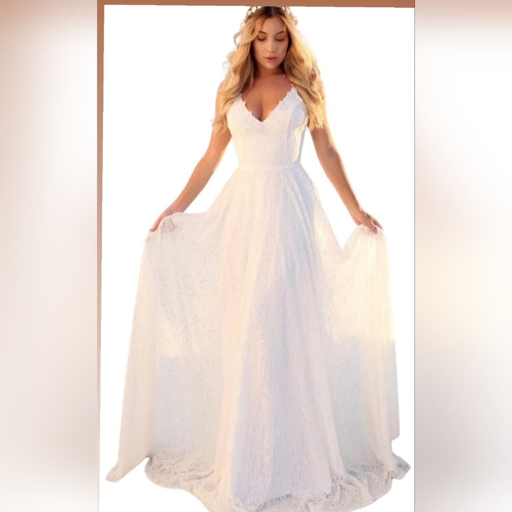 Elegant White Lace Maxi Dress